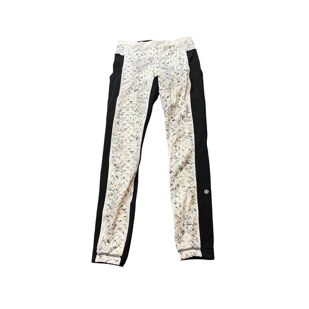 Lululemon Speed Tight II Unbreakable Leggings Women's Size 4 Diamond White Black